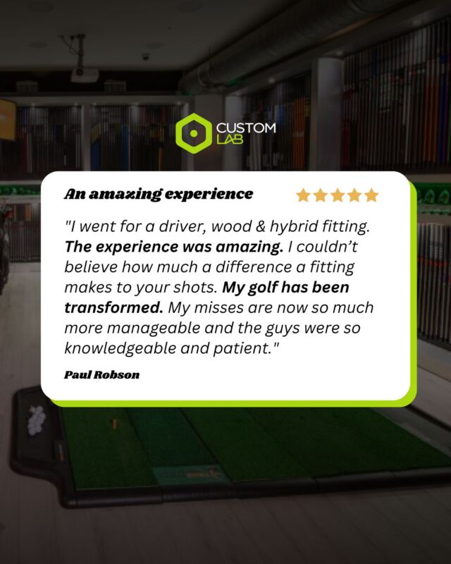 An amazing experience ⭐️⭐️⭐️⭐️⭐️

A great review here from Paul who recently came to see us for a driver, wood, and hybrid fitting session 

THIS is the reason we do what we do 

#golf #golfer #golfbag #golffitting #customlabgolf #golfclubfitting #putterlab #golfaddict #golfing #golfstudio #BroctonHallGC #CustomFitStaffordshire  #CustomFitHertfordshire #CustomFitBedfordshire #golfclub #handbuiltclubs #handcraftedclubs #advancedclubfitting #performanceangles #review